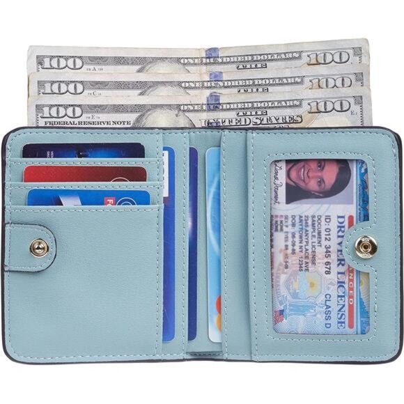 Slim Bifold Credit Card Holder, Blue - Picture 3 of 5